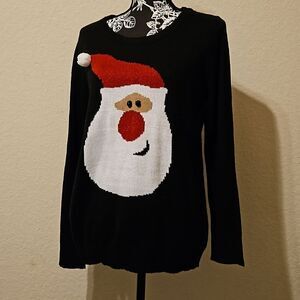 Santa 🎁Smirking Sweater with sparkling thread. Size XL (16-18)✨️Host Pick
